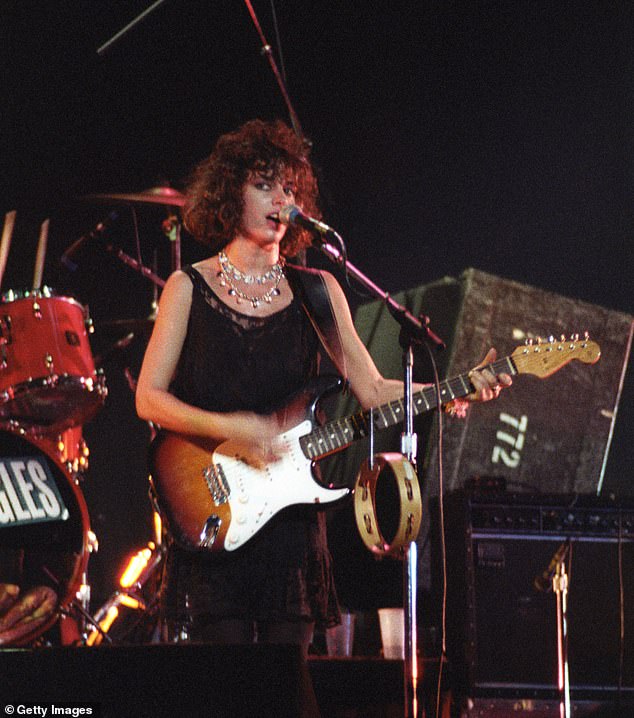 Growing attention given to Hoffs by fans and the media ended up causing jealousy and serious tensions during the band's shoot to stardom in the mid-1980s; Hoffs is seen in December 1984