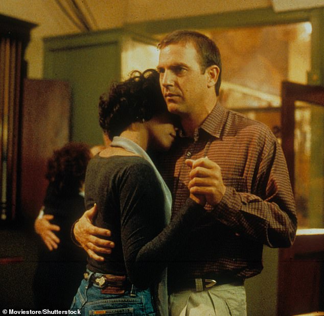 Houston with her fictional bodyguard, played by Kevin Costner, in the film of the same name