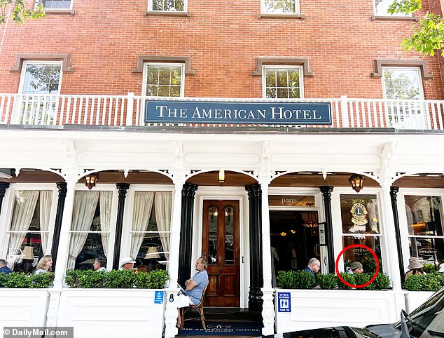 Joel (circled), infamously slammed his sedan into a tree following a dinner at The American Hotel back in 2003 - he checked himself into rehab not long after the accident