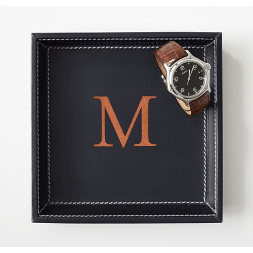 MARK & GRAHAM CLASSIC LEATHER TOP STITCH CATCHALL TRAY